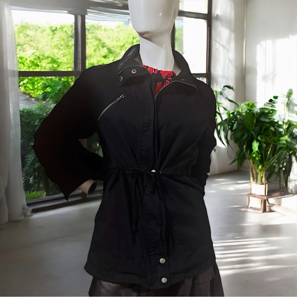 Forever 21 Women's Black Full Zip Button Utility Jacket- SZ(S)